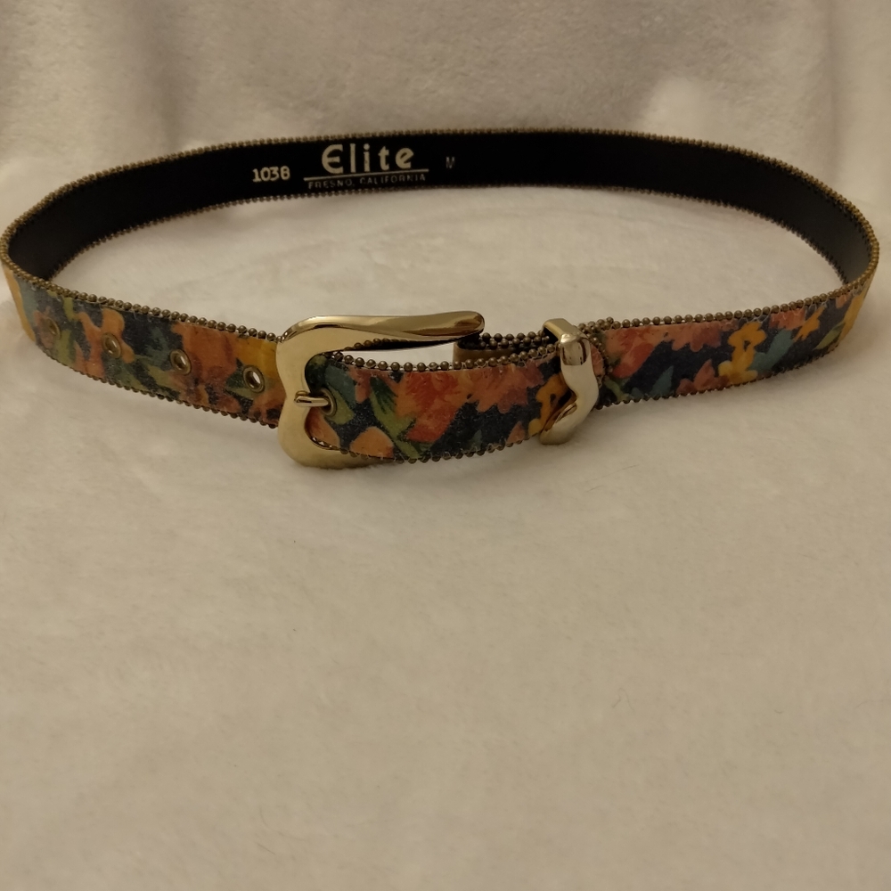 Elite floral belt with gold beads M